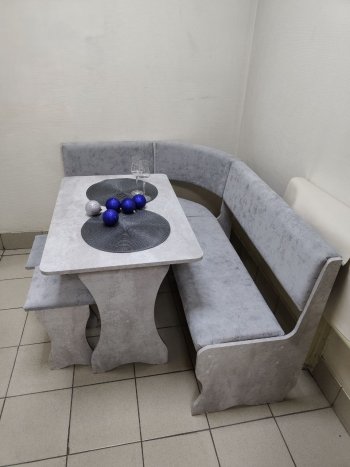 Кухонный уголок Миссия V велюр (цемент) в Каргате - mebel154.com